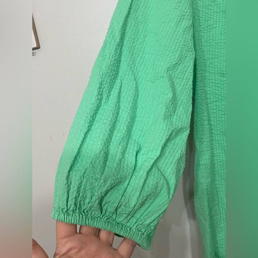 NWT Lane Bryant Green Seersucker V-Neck Blouse - Size 16 - Picture 5 of 6
